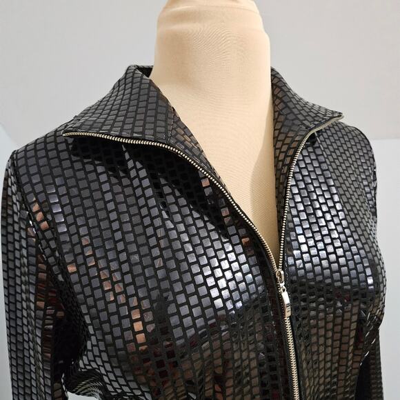 Exclusively Misook Black Patent Leather Full Zip Jacket XS - Picture 9 of 12